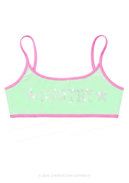 Rhinestone Cuntry Y2K Super Crop Cami Cherrykitten