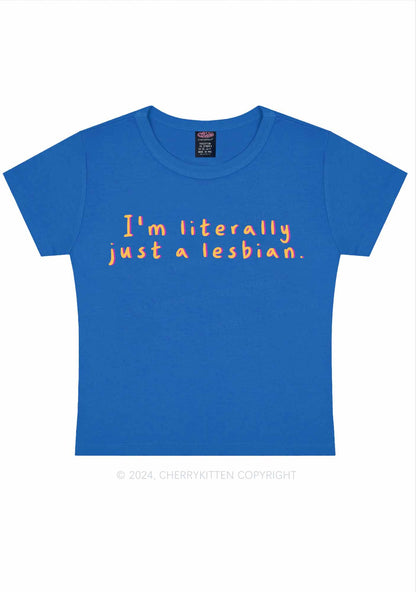 Just A Lesbian Y2K Baby Tee Cherrykitten