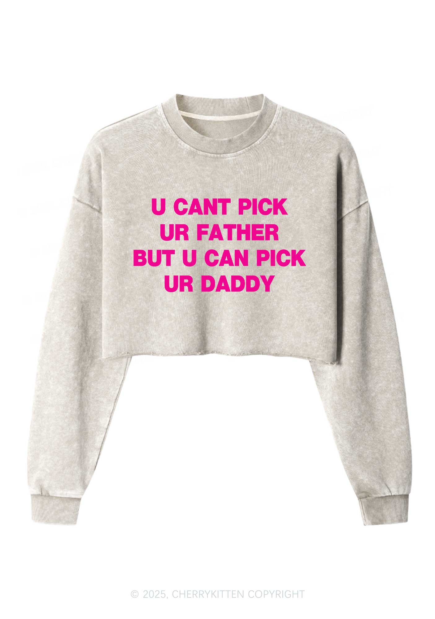 U Can Pick Ur Daddy Y2K Crop Washed Sweatshirts Cherrykitten