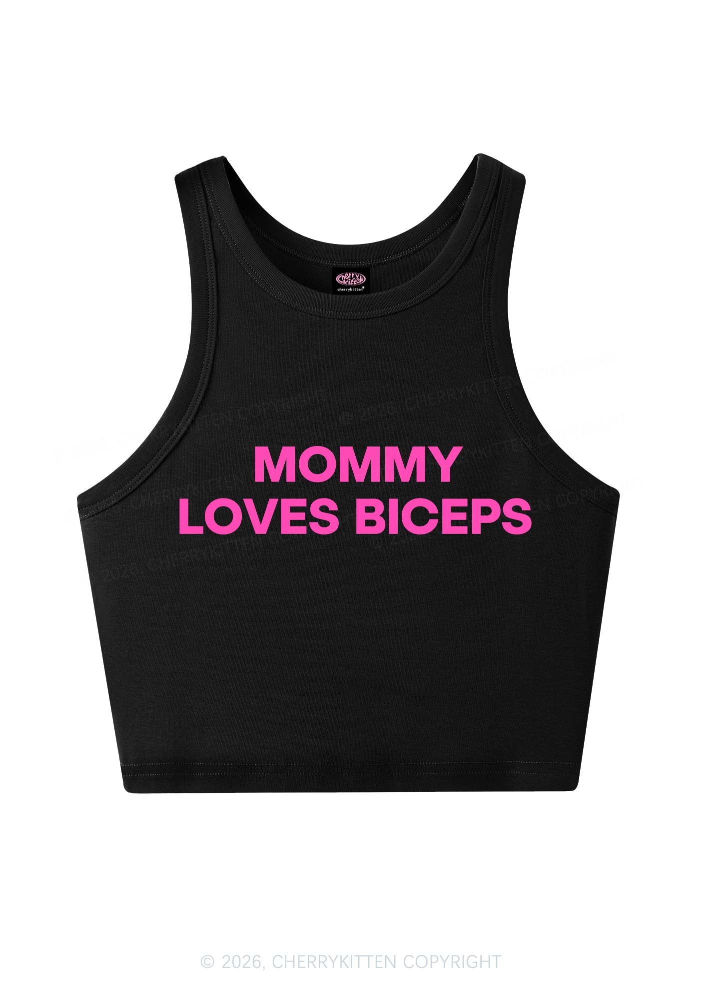 Mommy Loves Biceps Y2K Crop Tank Top Cherrykitten