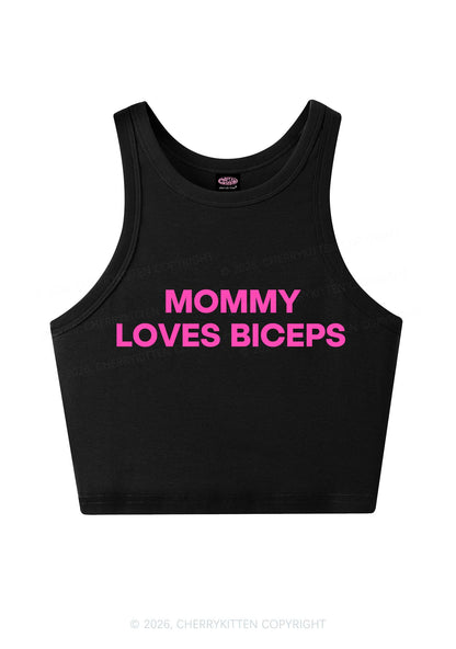 Mommy Loves Biceps Y2K Crop Tank Top Cherrykitten