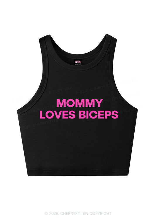 Mommy Loves Biceps Y2K Crop Tank Top Cherrykitten