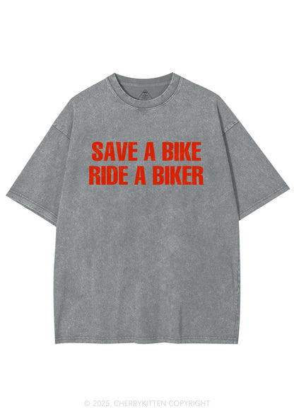 Save Bike Ride Biker Y2K Shirts Washed Tee Cherrykitten