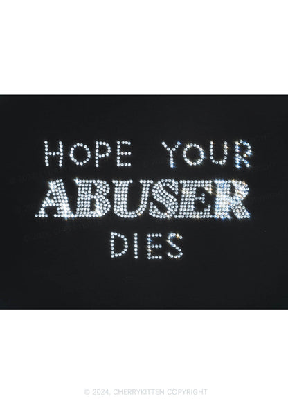 Curvy Rhinestone Abuser Dies Y2K Baby Tee Cherrykitten