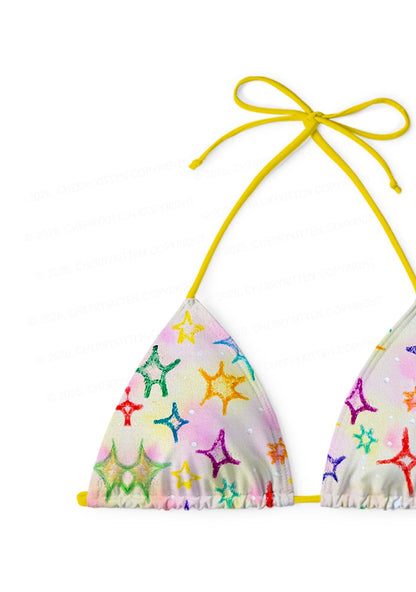 Rainbow Star Y2K Print Bikini Set Cherrykitten