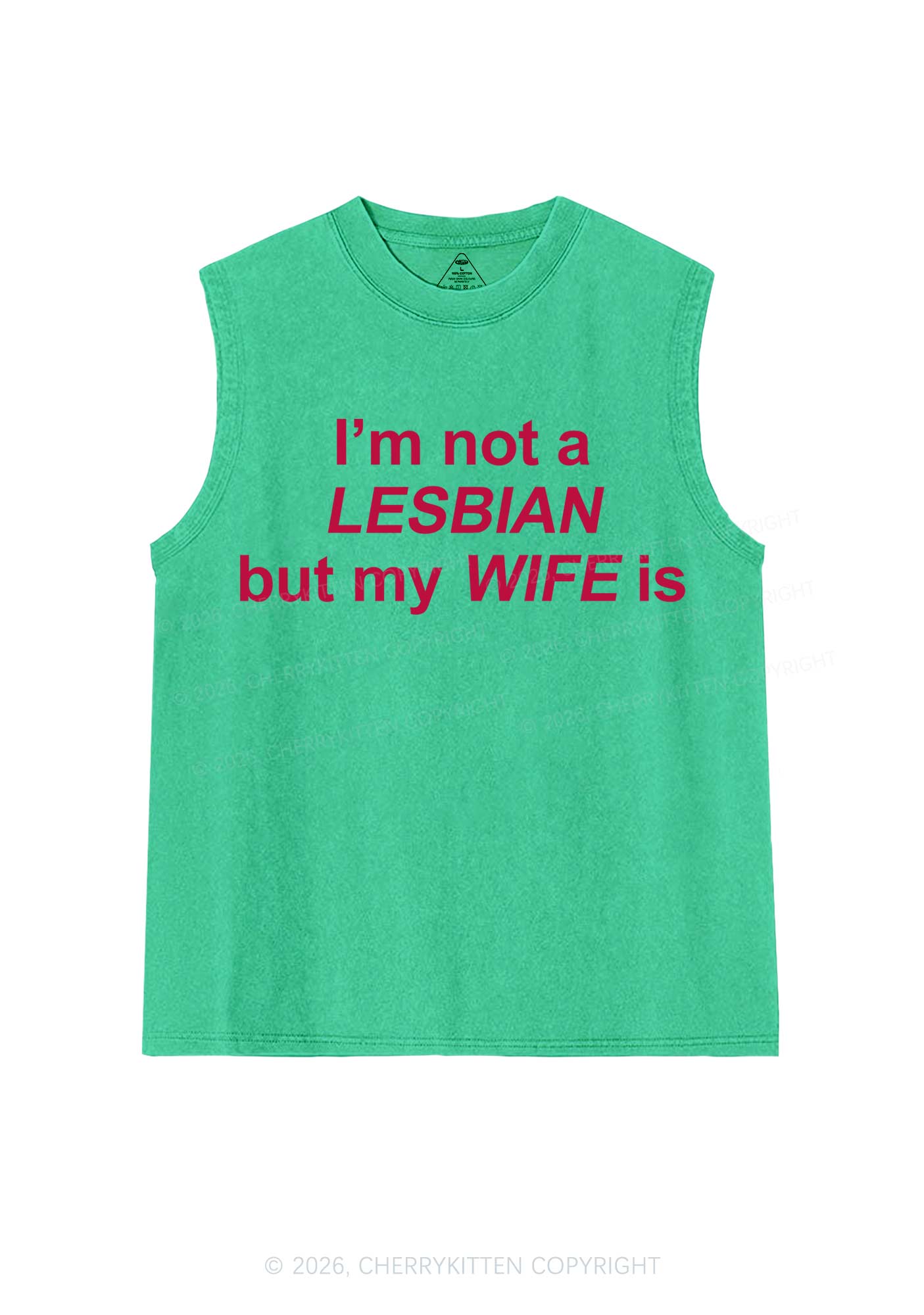 My Wife Is Lesbian Pride Y2K Washed Muscle Tank Cherrykitten