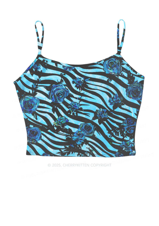 Blue Zebra Roses Y2K Mesh Cami Tank Cherrykitten