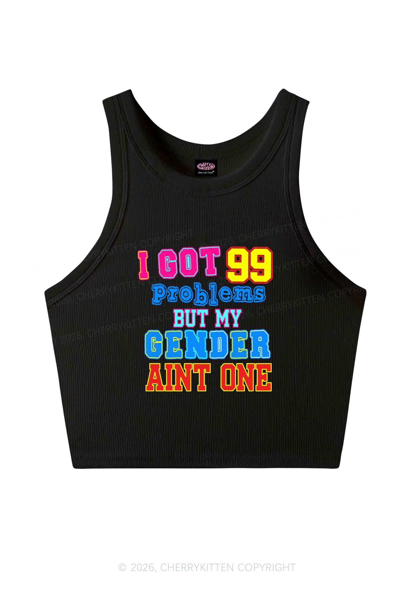 Gender Aint One Pride Y2K Crop Tank Top Cherrykitten