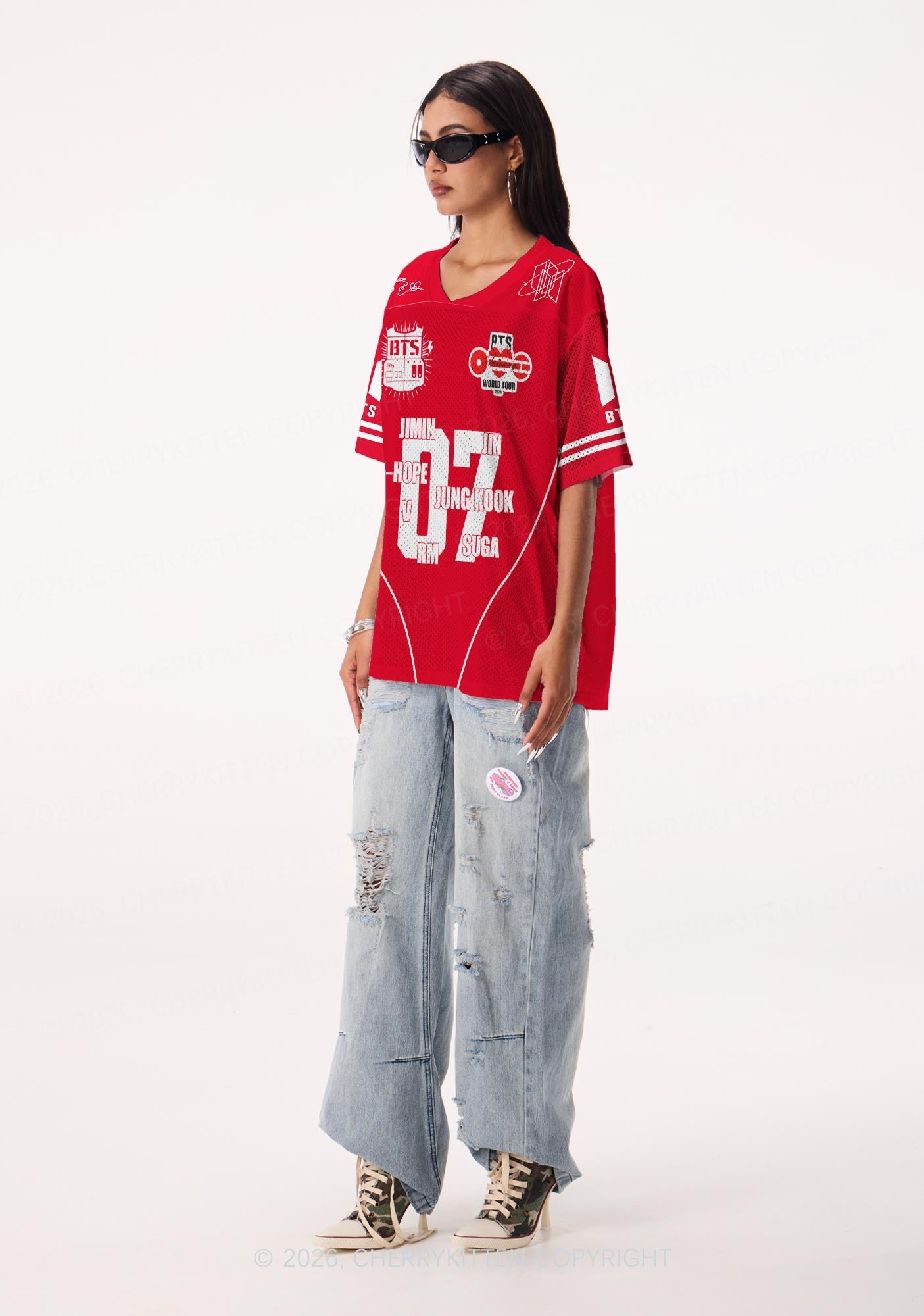 Red Seven Boys Y2K Sport Jersey Shirts Cherrykitten