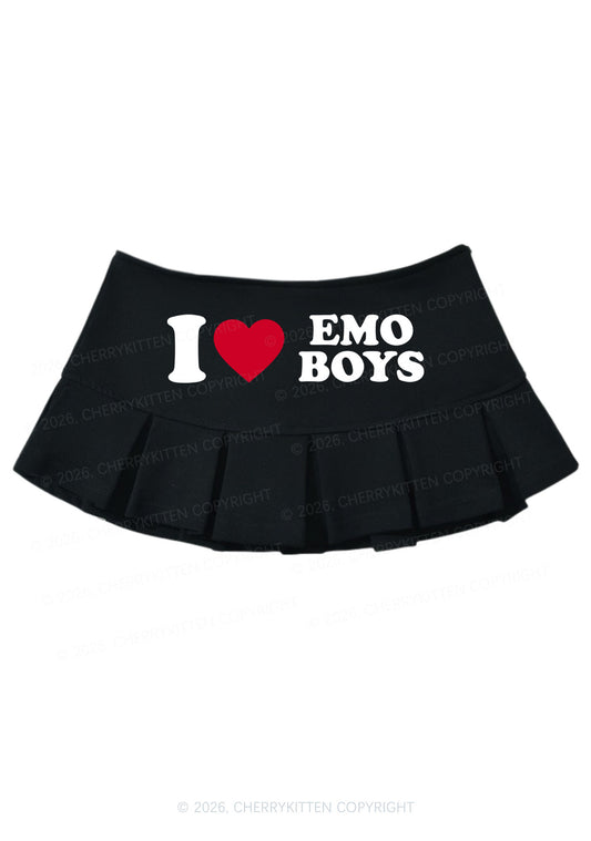 I Love Emo Boys Y2K Mini Pleated Skirts Cherrykitten