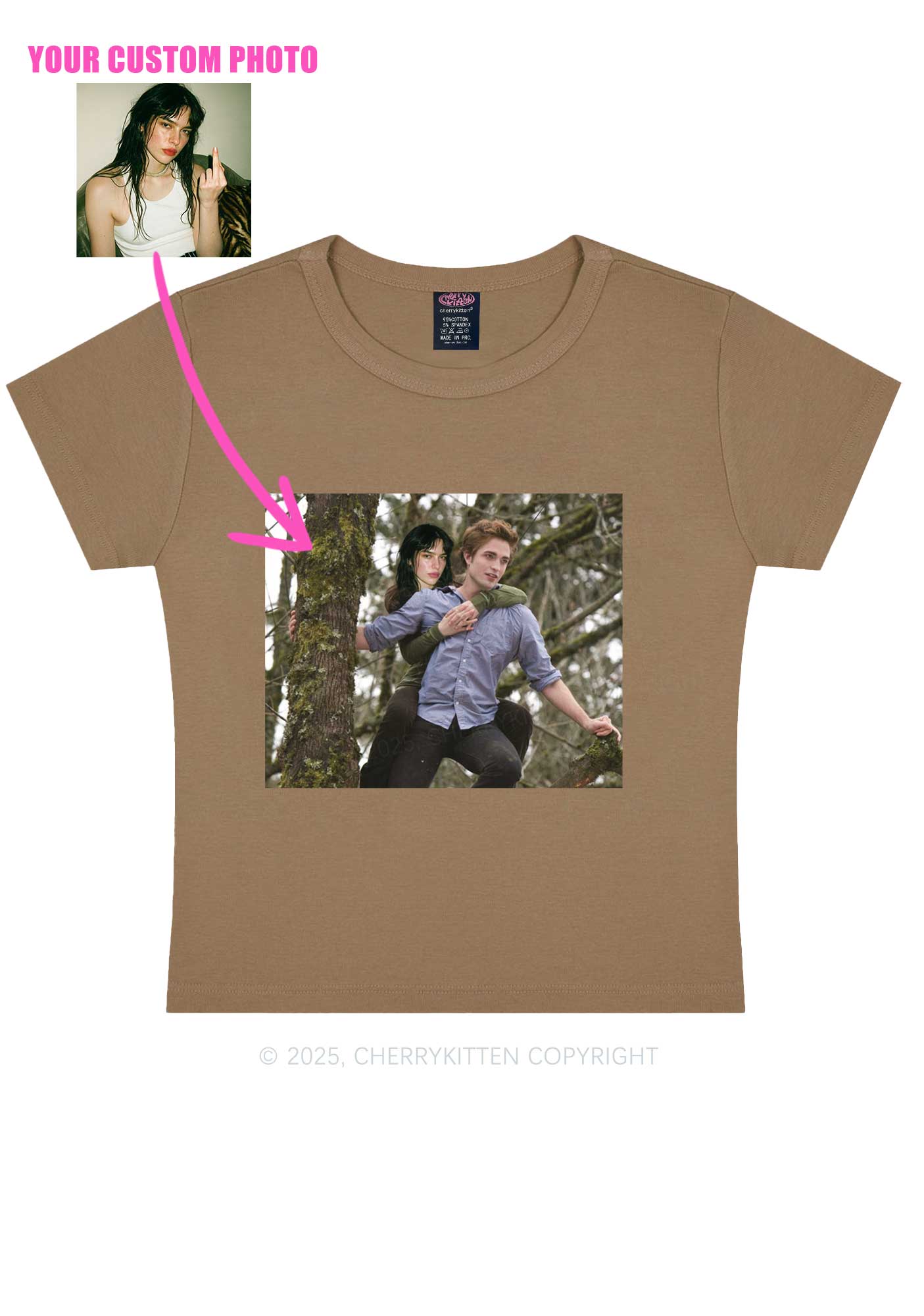 Custom Face Y2K Baby Tee Cherrykitten