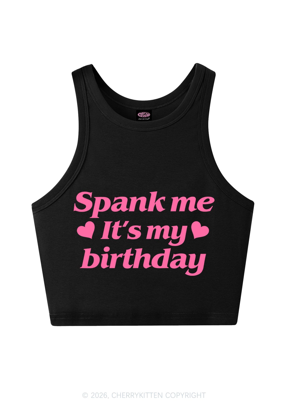 Spank Me Its My Birthday Heart Y2K Crop Tank Top Cherrykitten