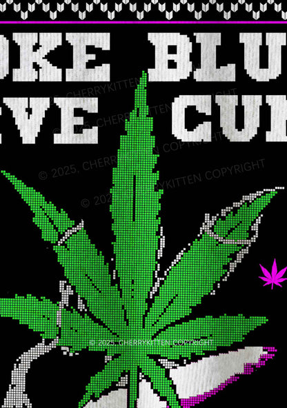 Smoke Blunt Wxxd Y2K Christmas Knit Sweatshirt Cherrykitten