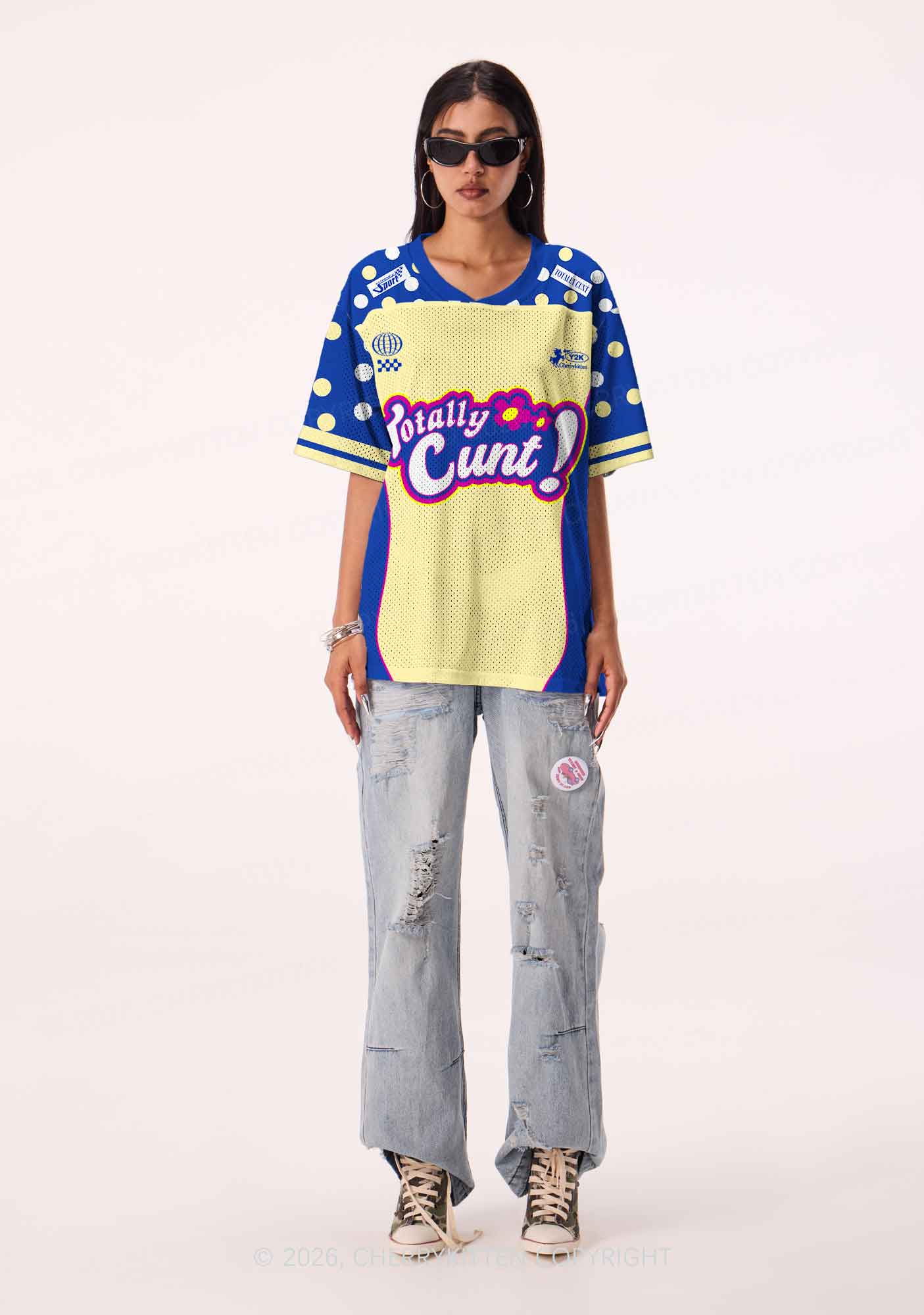 Yellow Dots Totally Cxxt Y2K Sport Jersey Shirts Cherrykitten