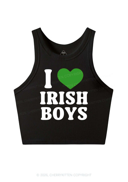 I Love Irish Boys St Patricks Y2K Crop Tank Top Cherrykitten