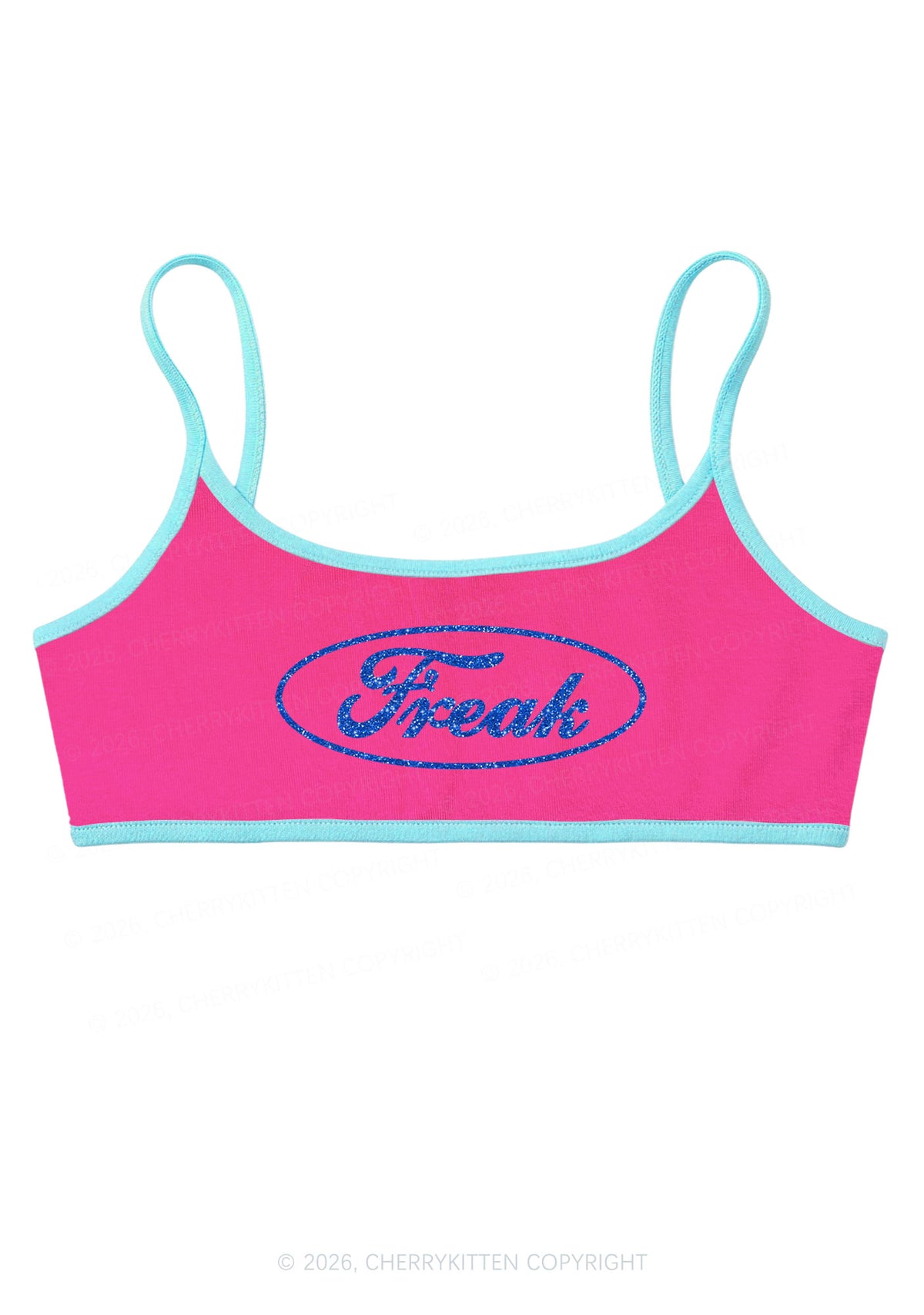 Glitter Oval Freak Y2K Super Crop Cami Cherrykitten