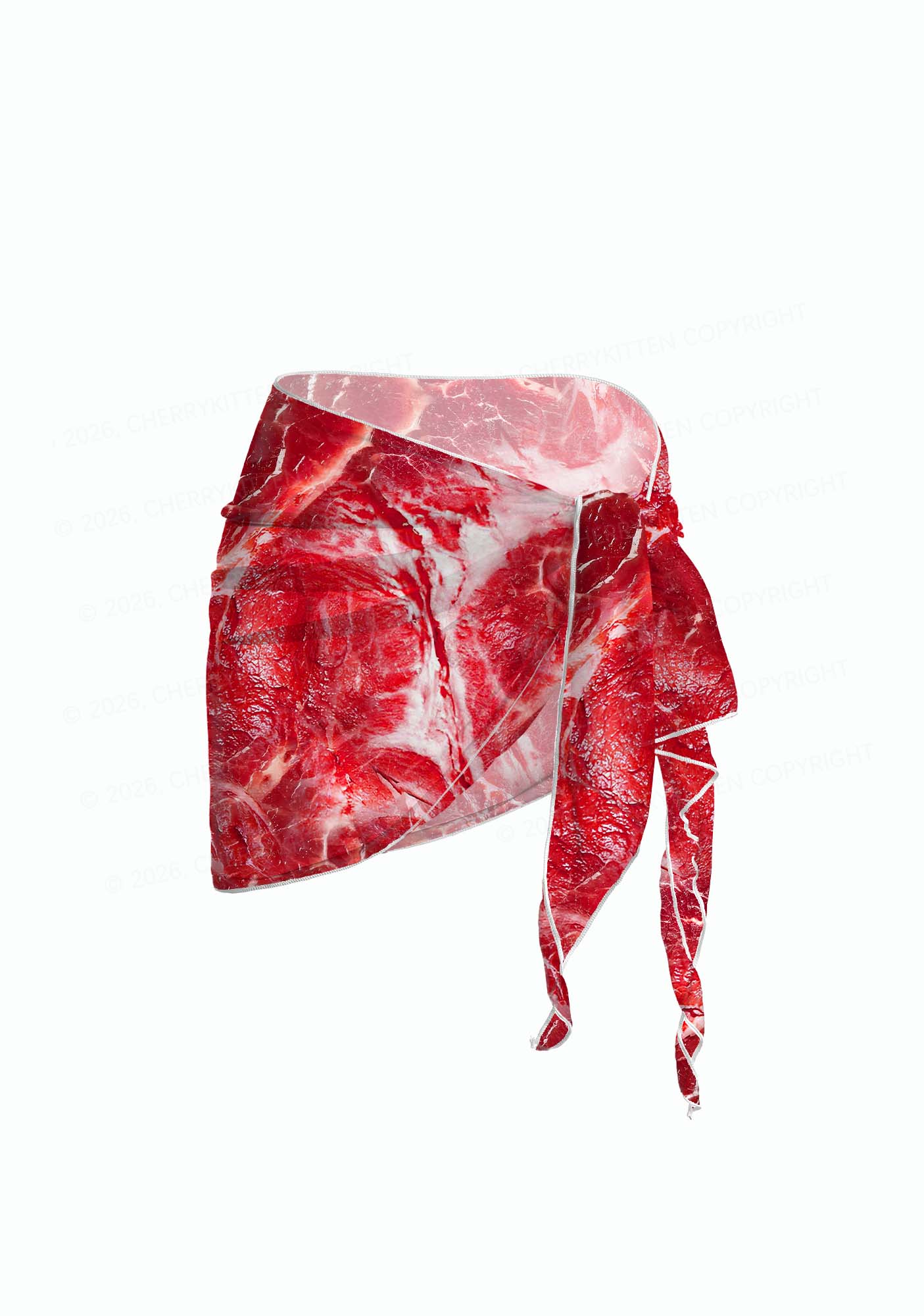 Beef Steak Texture Y2K Print Bikini Set Cherrykitten
