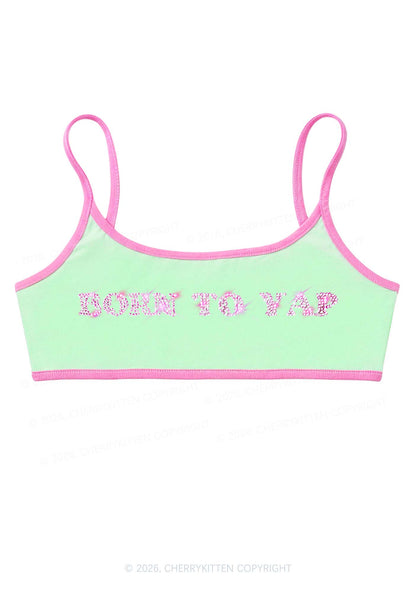 Rhinestone Born To Yap Y2K Super Crop Cami Cherrykitten