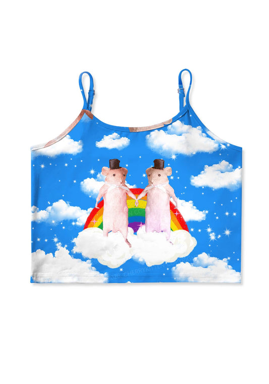 Rainbow Gay Rats Pride Y2K Print Cami Crop Top Cherrykitten