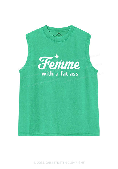 Femme With Fat Axx Pride Y2K Washed Muscle Tank Cherrykitten