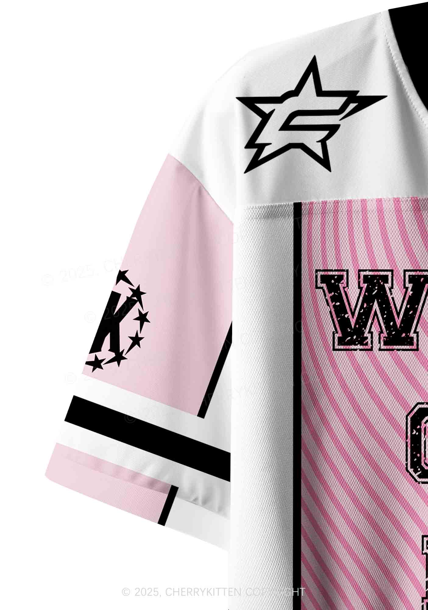 Custom Pink Whos A Good Boy Y2K Crop Sport Jersey Shirts Cherrykitten