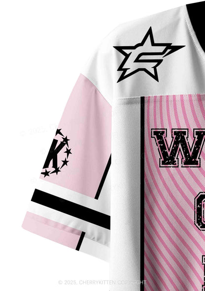 Custom Pink Whos A Good Boy Y2K Crop Sport Jersey Shirts Cherrykitten