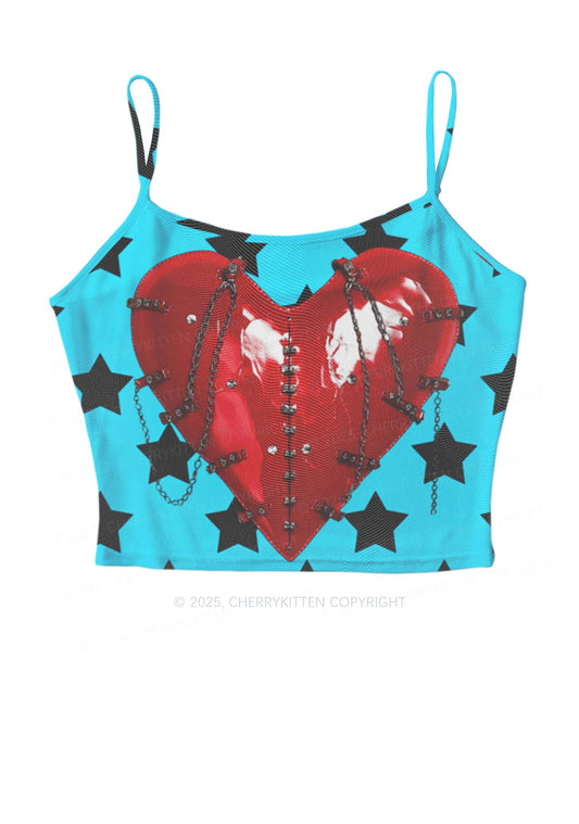 Punk Red Heart Y2K Mesh Cami Tank Cherrykitten