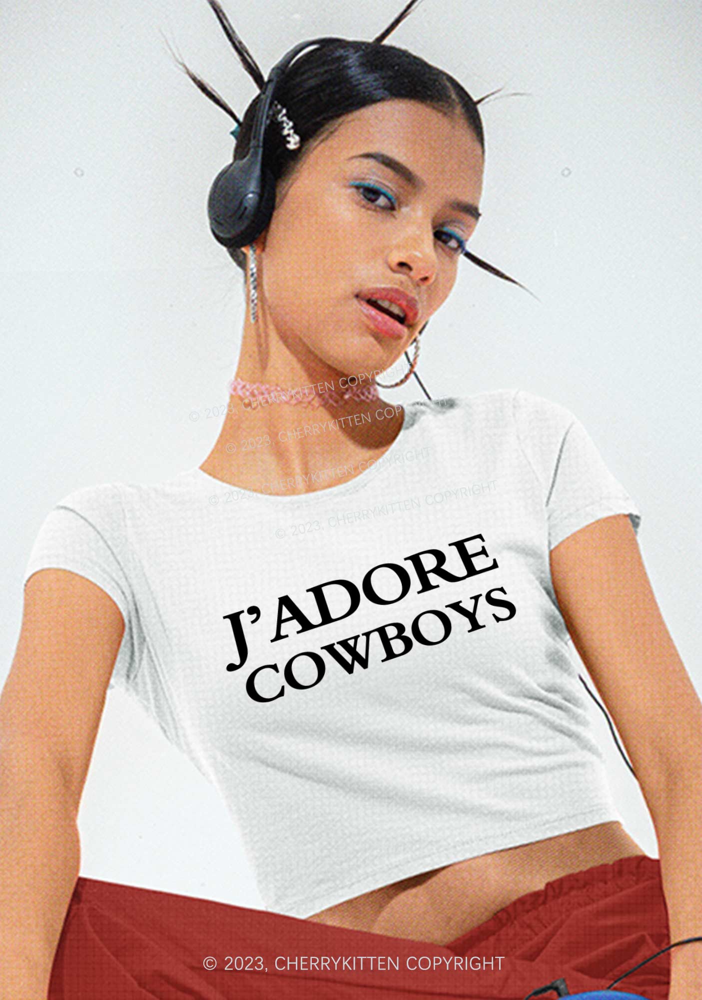 J'adore Cowboys Y2K Baby Tee Cherrykitten