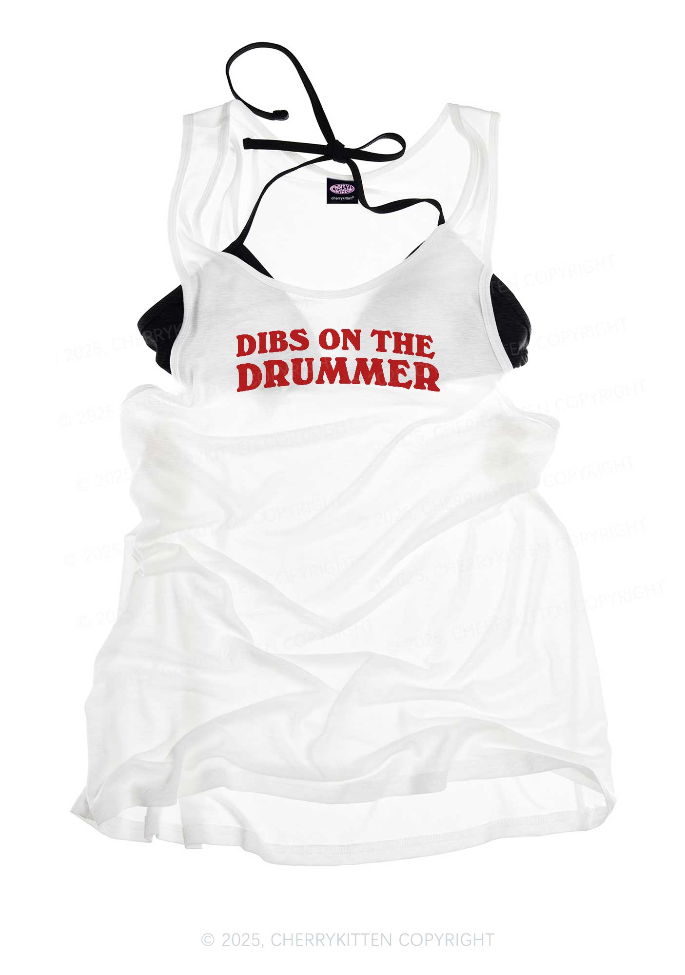 Dibs On The Drummer Y2K Sheer Boyfriend Tank Cherrykitten