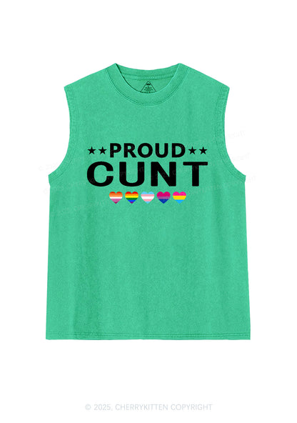 Proud Cxxt Pride Y2K Washed Muscle Tank Cherrykitten