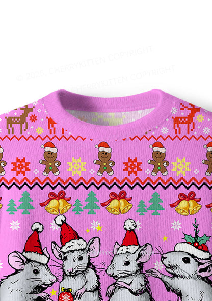 Four Rats Y2K Christmas Knit Sweatshirt Cherrykitten