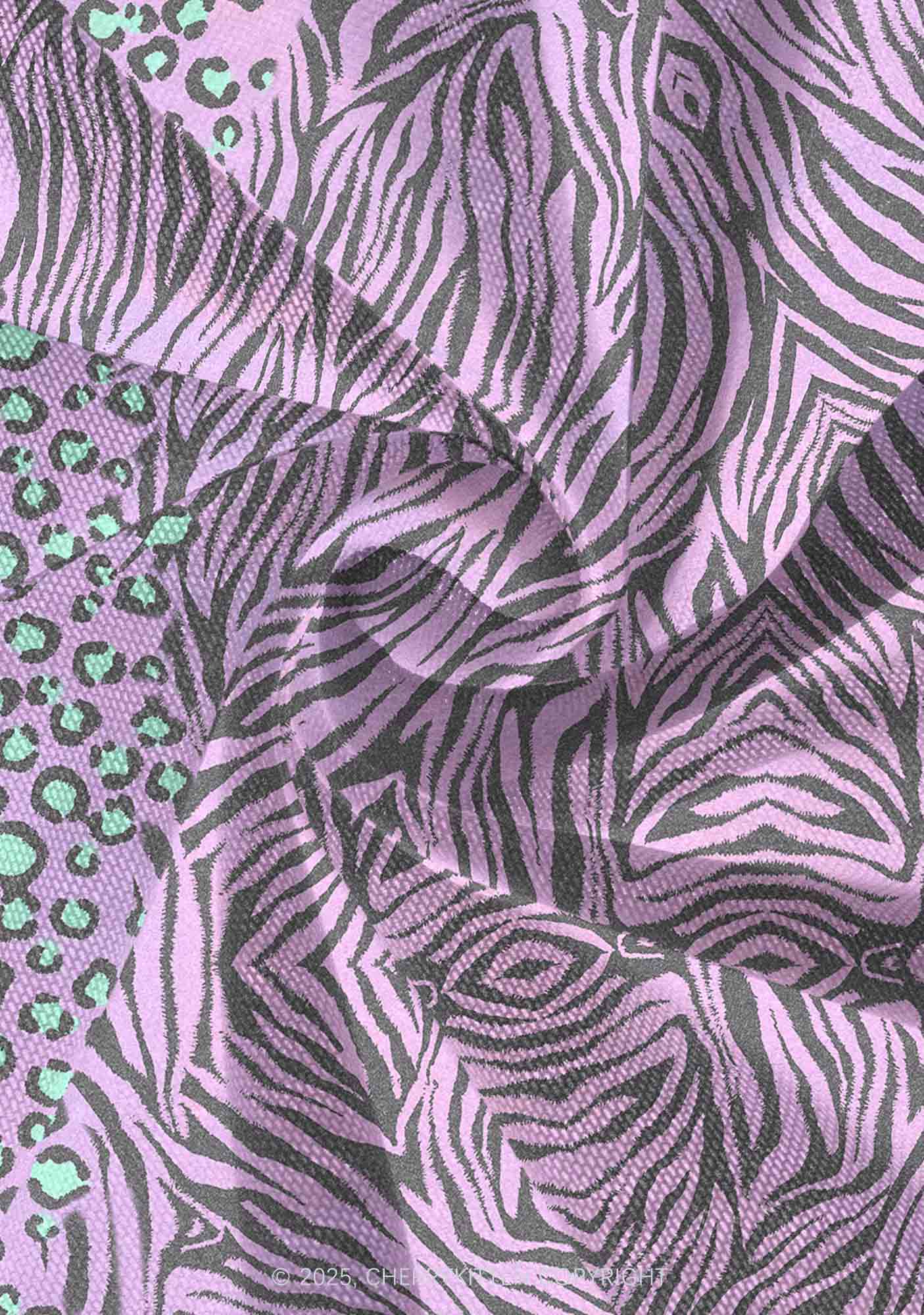 Lavender Zebra Y2K Print Mini Layered Skirt Cherrykitten