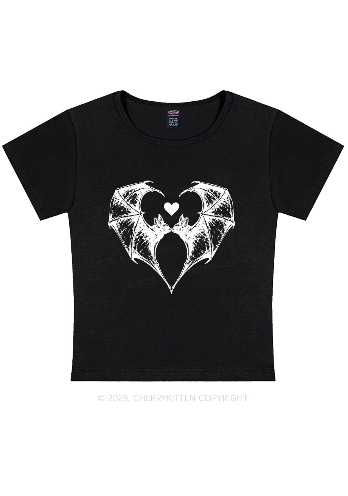 Halloween Bat Heart Y2K Baby Tee Cherrykitten