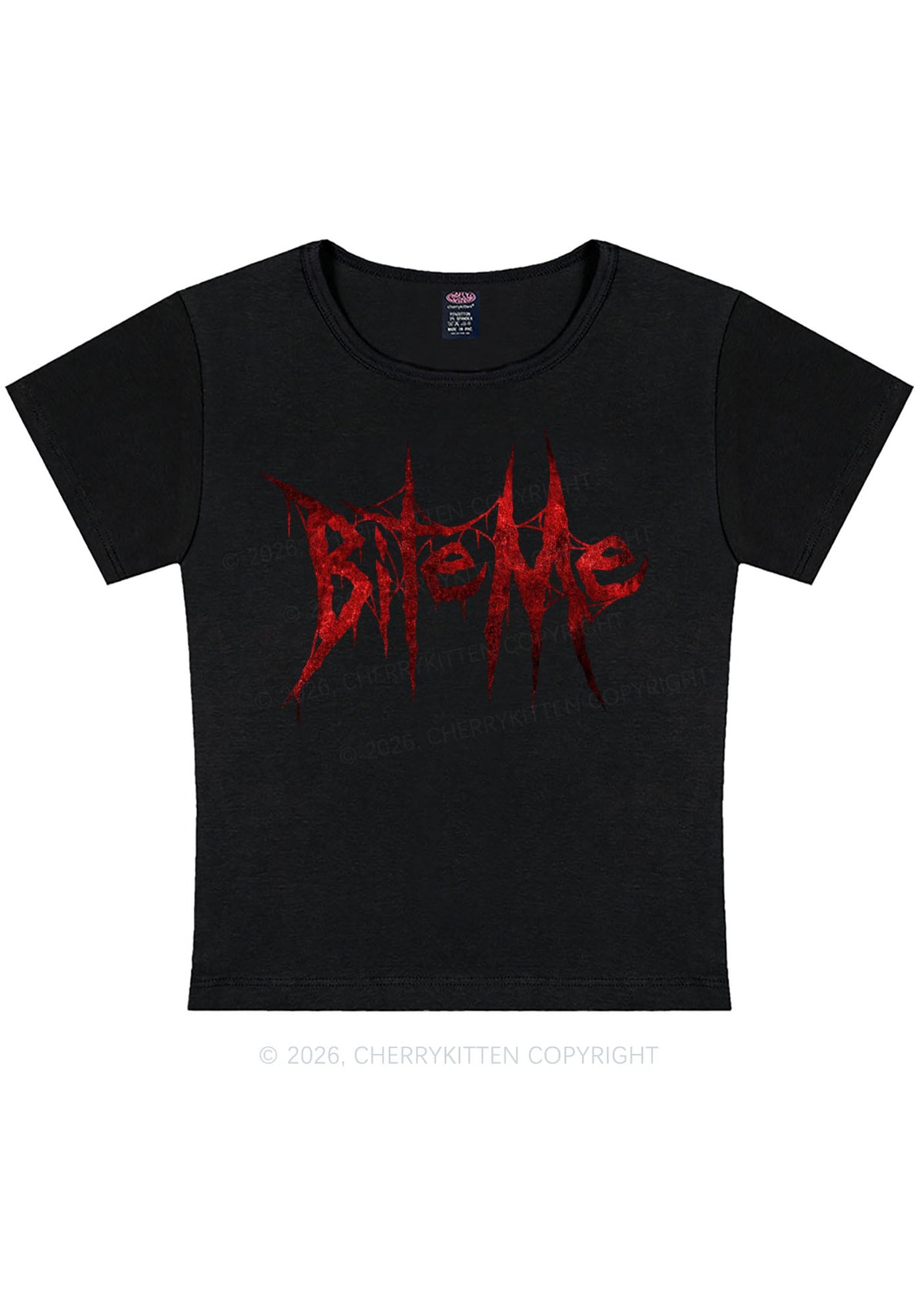 Halloween Bite Me Y2K Baby Tee Cherrykitten