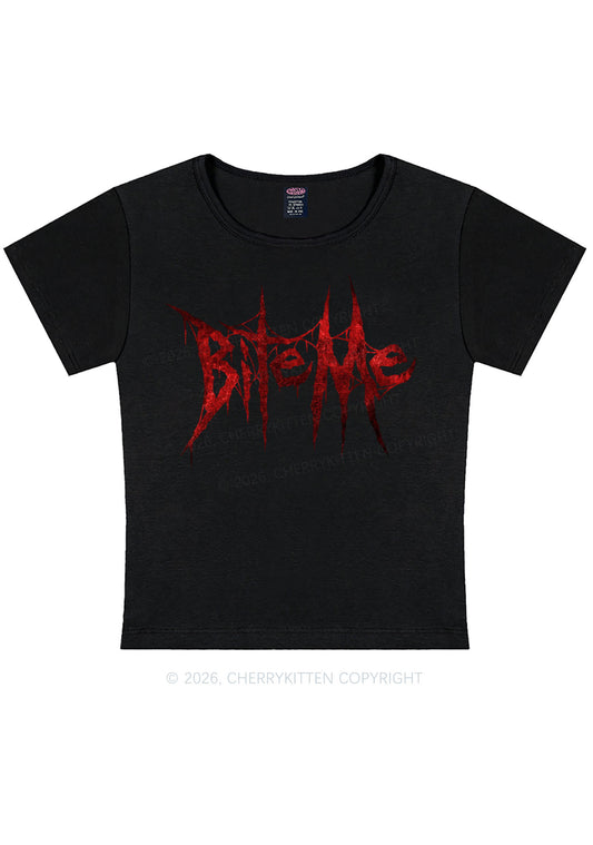 Halloween Bite Me Y2K Baby Tee Cherrykitten