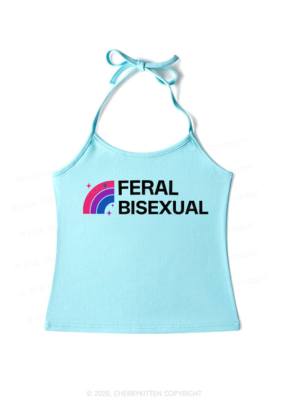 Feral Bisexual Pride Y2K Halter Neck Cami Cherrykitten
