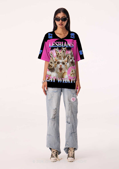 Lesbians Eat What Cat Pride Y2K Sport Jersey Shirts Cherrykitten