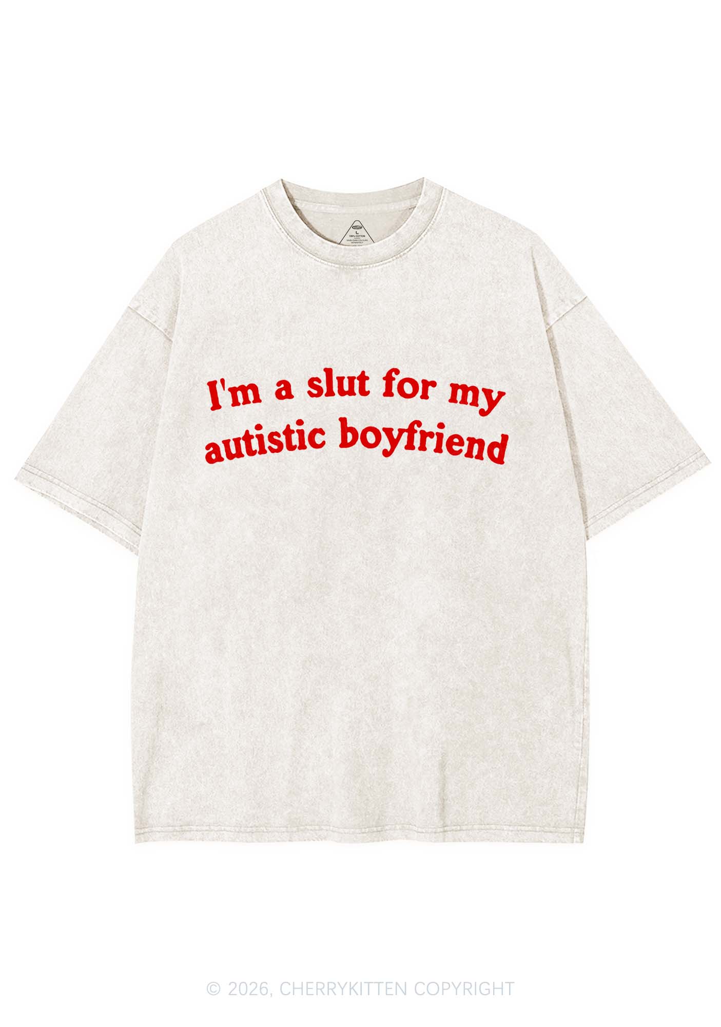 Slxt For My Autistic BF Y2K Shirts Washed Tee Cherrykitten