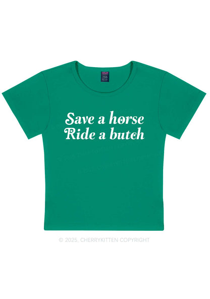Save Horse Ride Butch Y2K Baby Tee Cherrykitten