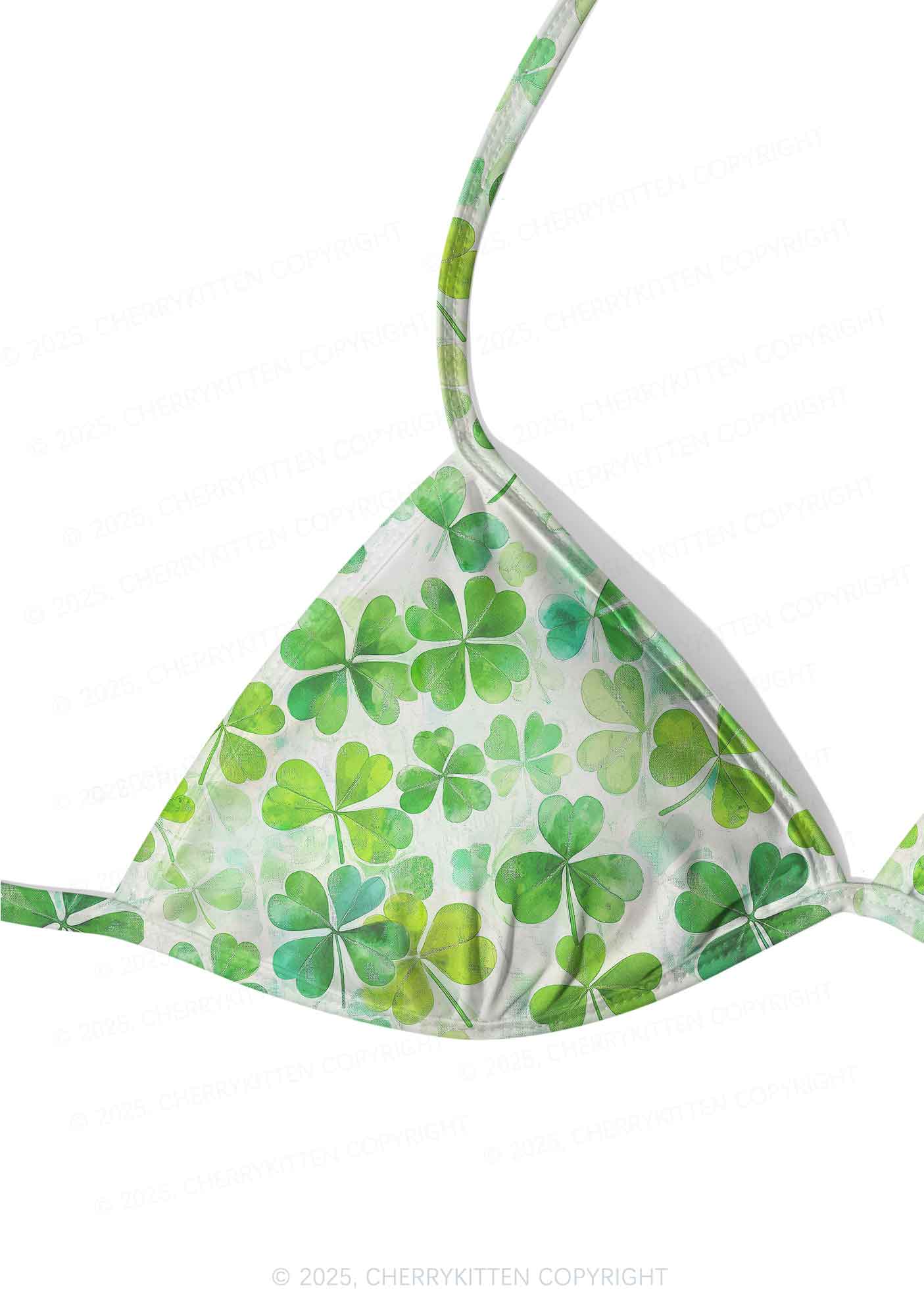 Green Shamrock Y2K Print Bikini Set Cherrykitten