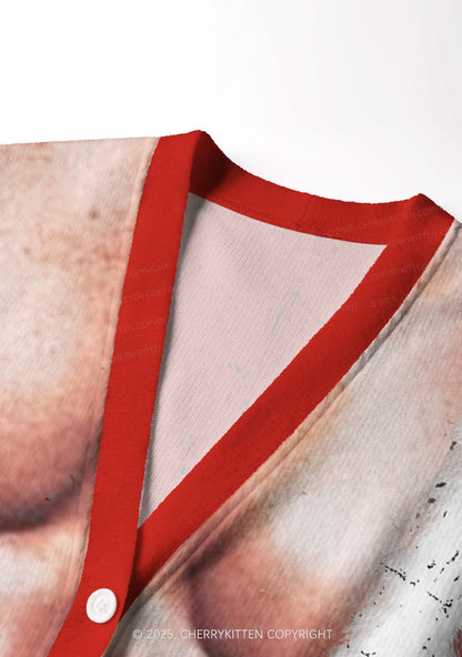 Muscle Santa Y2K Christmas Cardigan Knit Sweatshirt Cherrykitten