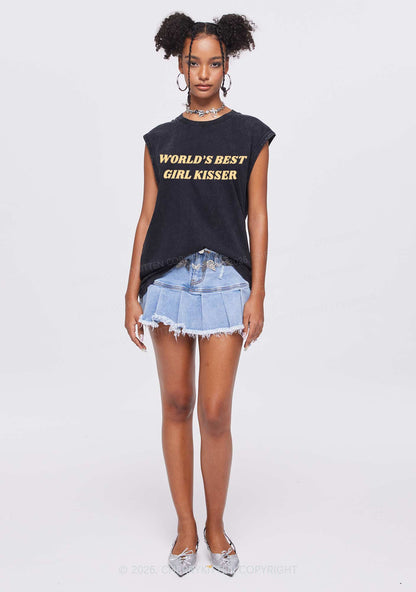 Best Girl Kisser Pride Y2K Washed Muscle Tank Cherrykitten