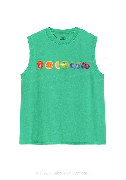 Six Fruity Pride Y2K Washed Muscle Tank Cherrykitten