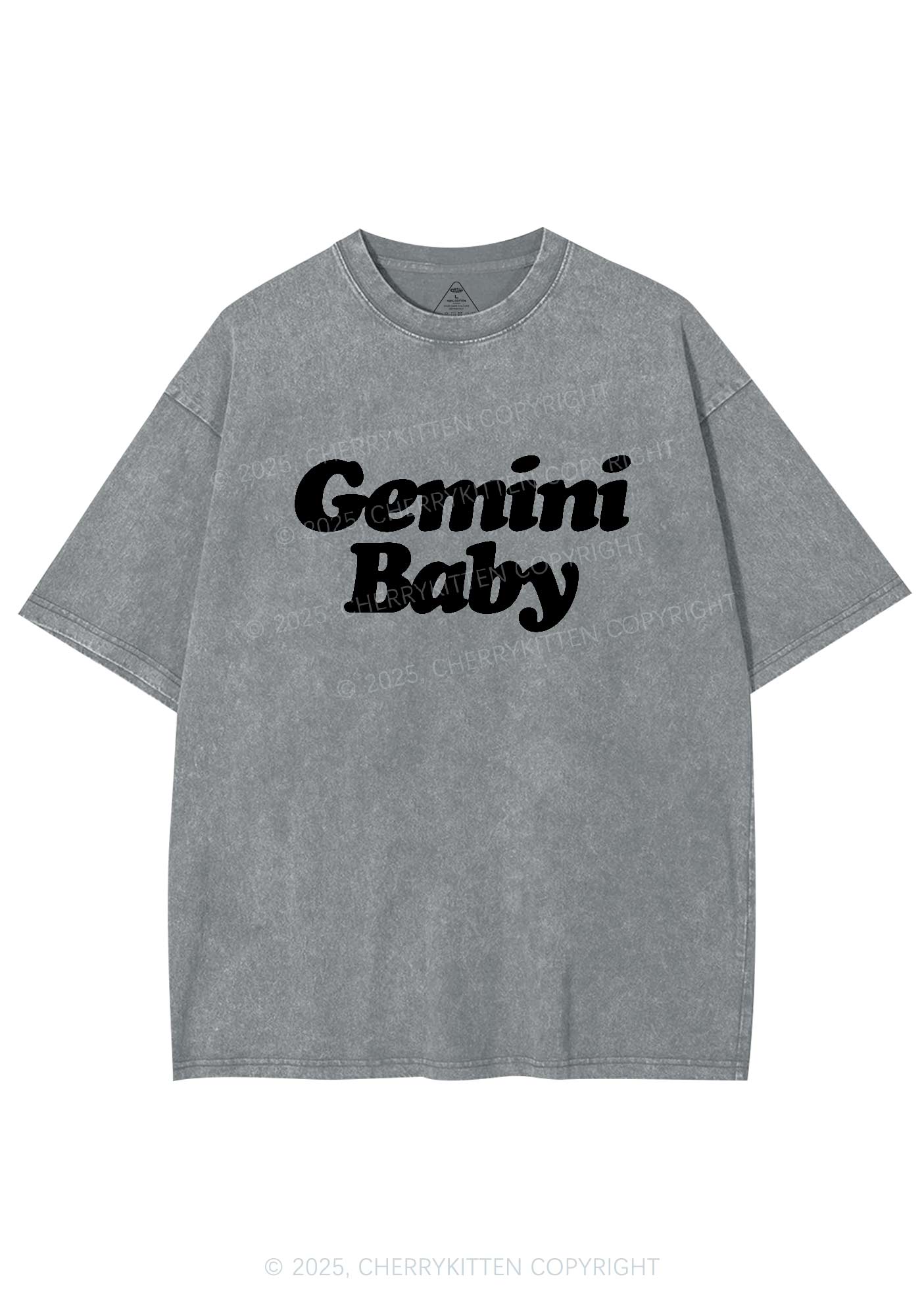 Custom Zodiac Baby Y2K Shirts Washed Tee Cherrykitten