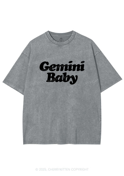 Custom Zodiac Baby Y2K Shirts Washed Tee Cherrykitten