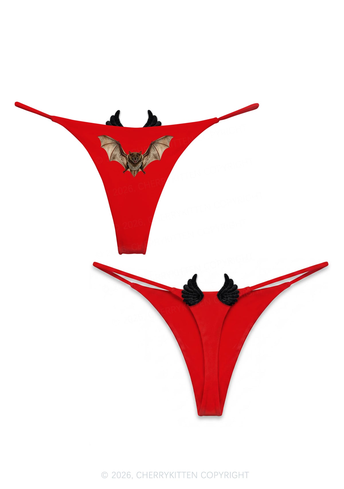 Flying Bat Y2K Goth Angel Wings Bikini String Thong Cherrykitten