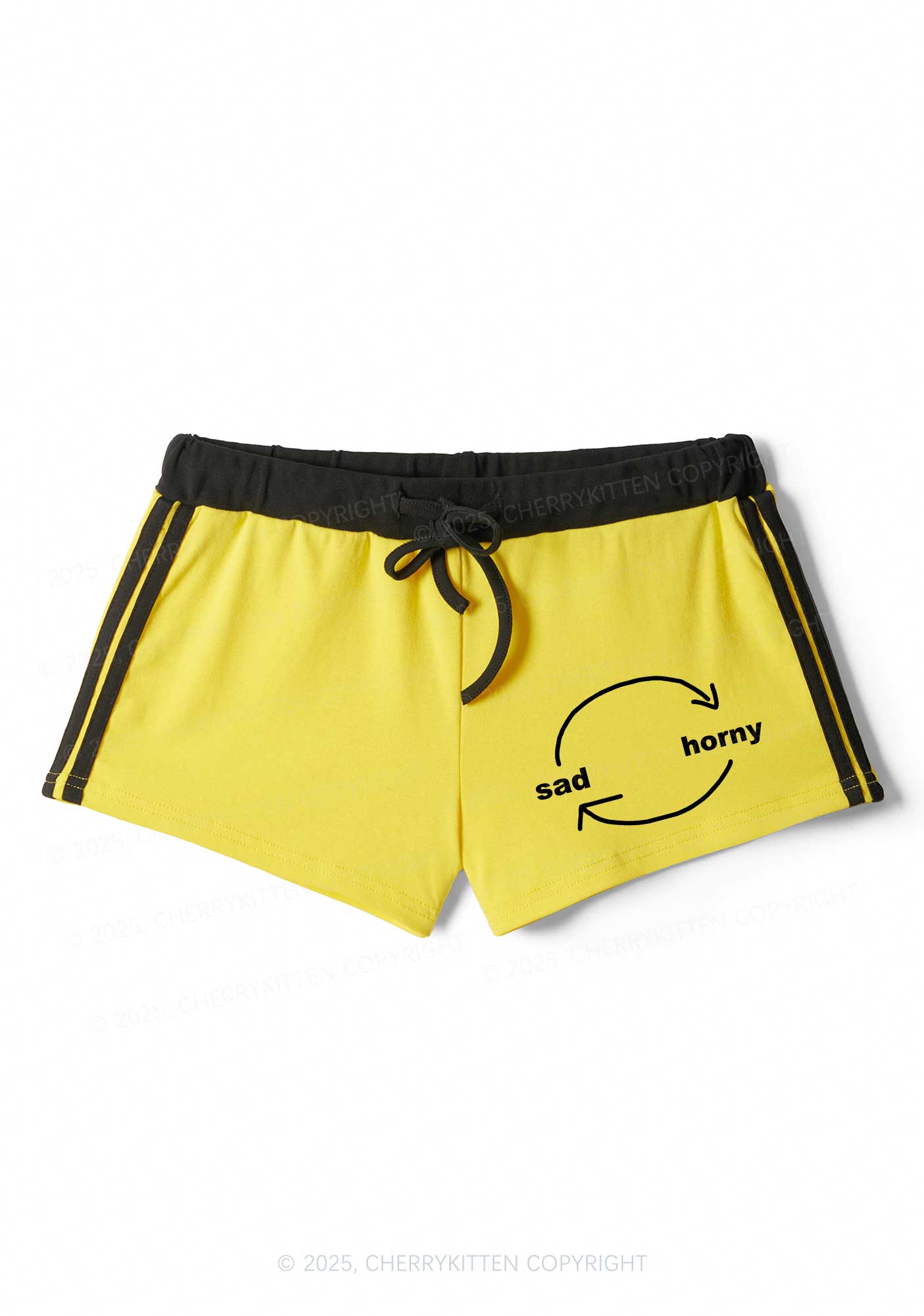 Sad Circle Y2K Drawstring Mini Shorts Cherrykitten