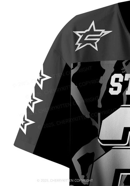 Custom Black Star Girl Y2K Crop Sport Jersey Shirts Cherrykitten