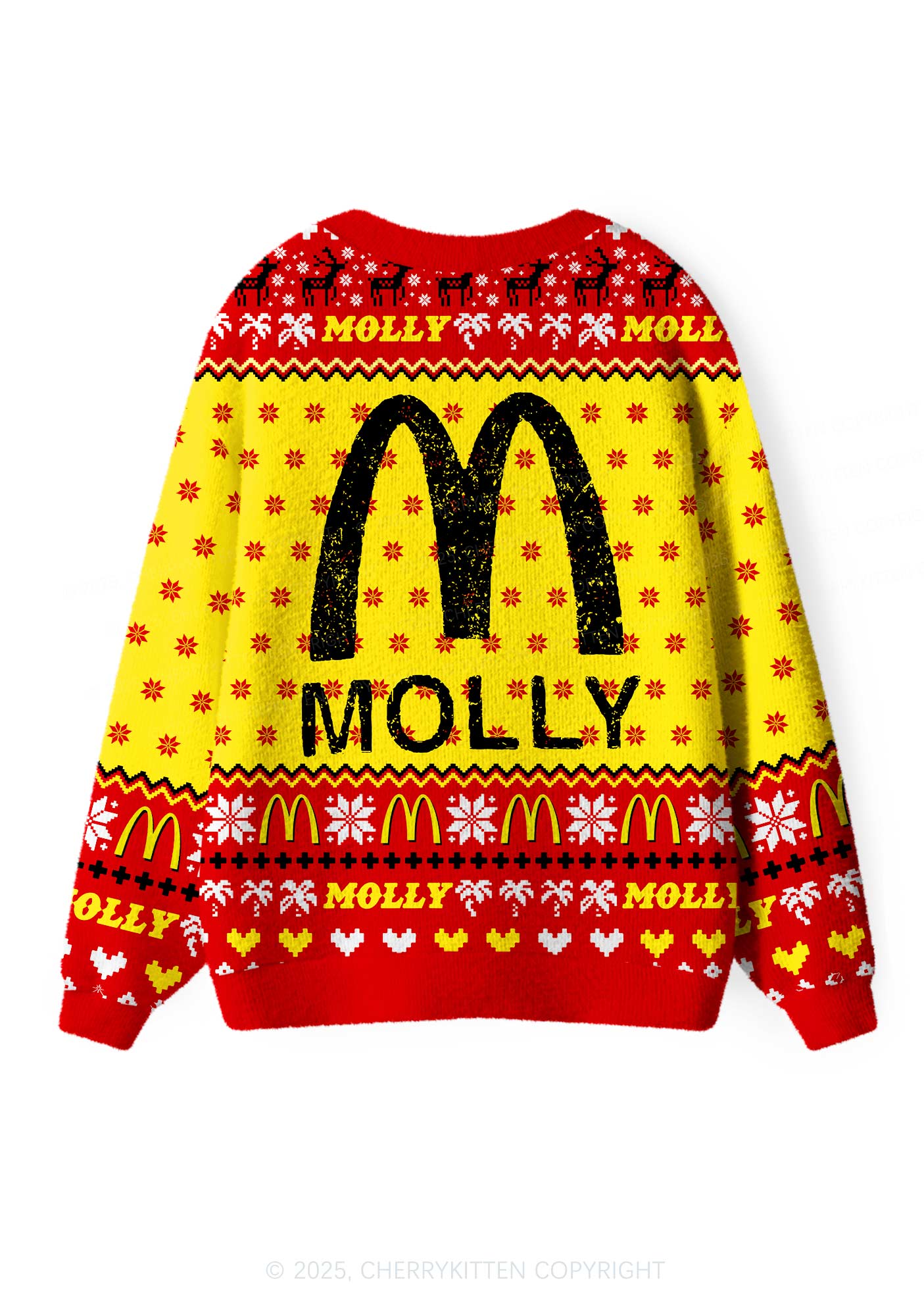 Red Molly Y2K Christmas Cardigan Knit Sweatshirt Cherrykitten
