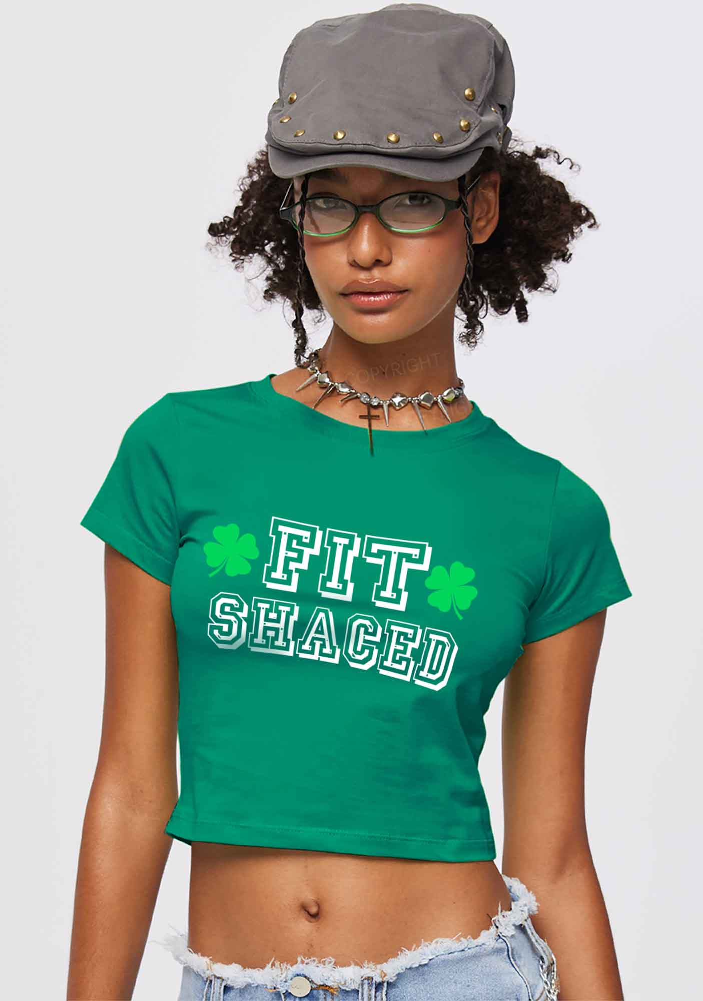 Fit Shaced St Patricks Y2K Baby Tee Cherrykitten